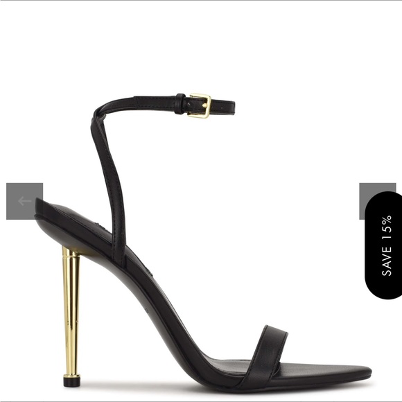 Nine West Reina Black Leather Stiletto sandal size 8 - Picture 9 of 10